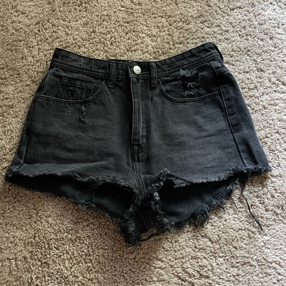 H&M &Denim Black Cut Off High Waist Shorts in size 4